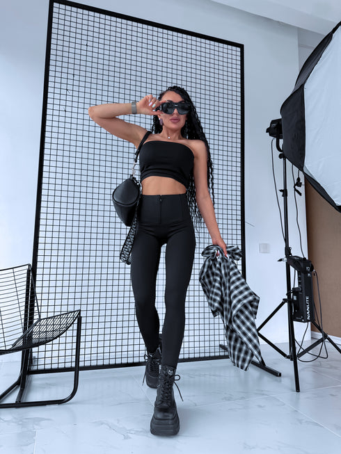 TOPS DĀVANĀ + KORIĢĒJOŠI legingi "BLACK GOLD" - MELNI PRE-ORDER